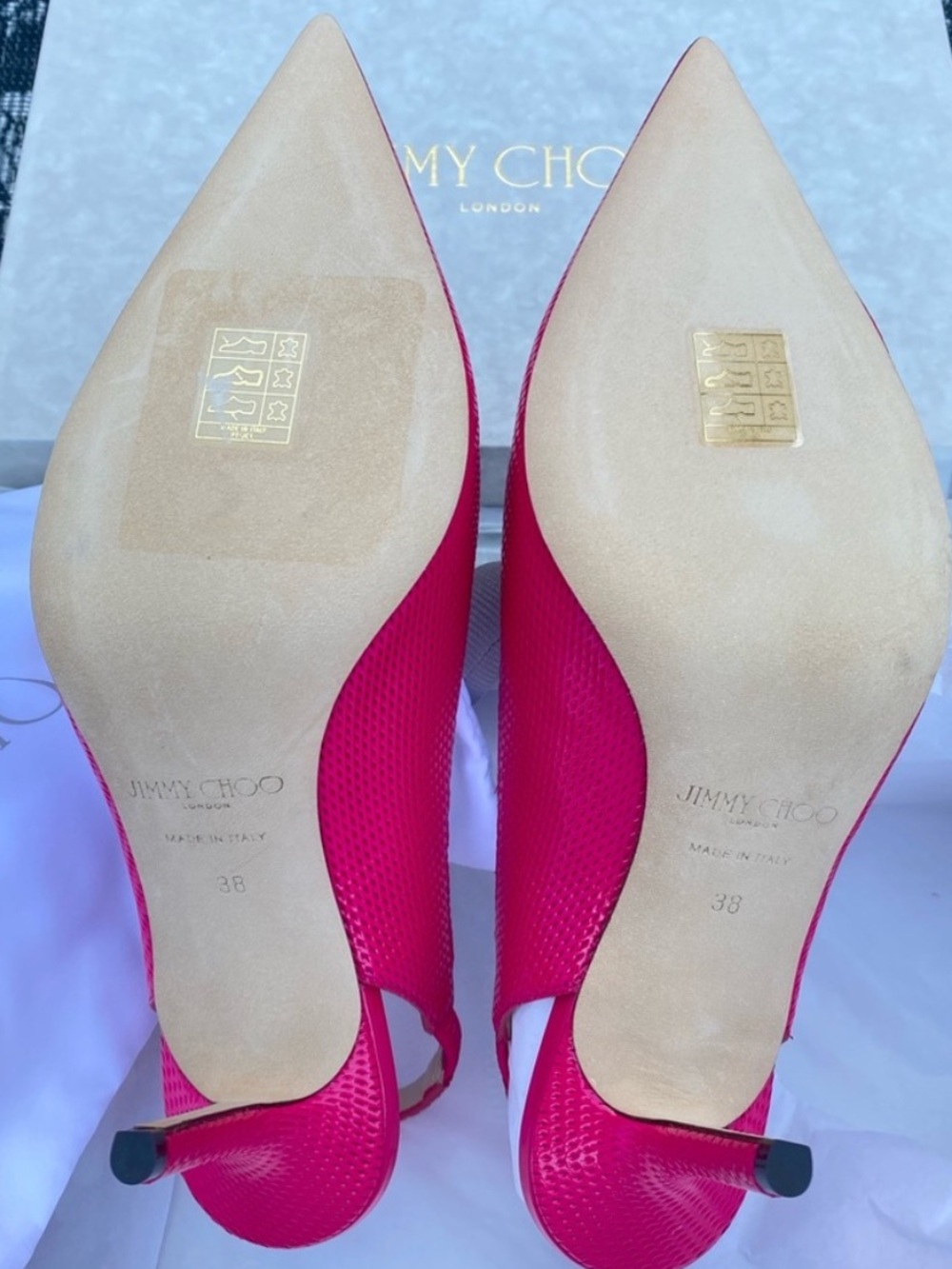 Jimmy Choo! Pristine!!!🩷 Ivy 85 Heels Pump Hot Pink 38 - Picture 9 of 14